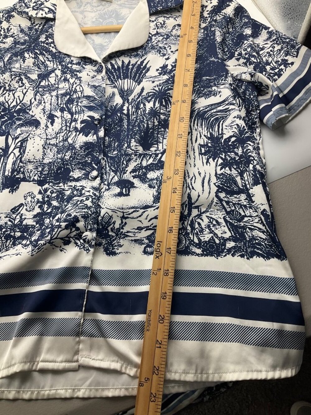 2CE Sleepwear Small 2-Piece Pajama Set Blue White Satin Toile French Cottage*Rea - Picture 12 of 16